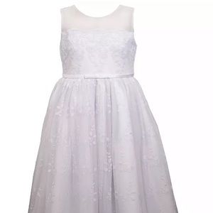 Girls Embroidered Waistline Communion Dress